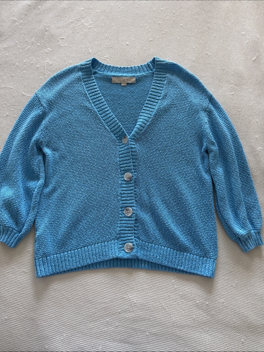 LOFT Sky Blue V-Neck Button Front Cardigan
